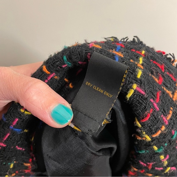 Grace Elements Blazer Tweed Button Front Black Rainbow Multi Color Plus Size 14